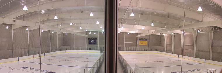 rink panorama of 2 of the standard size rinks at Magna Centre